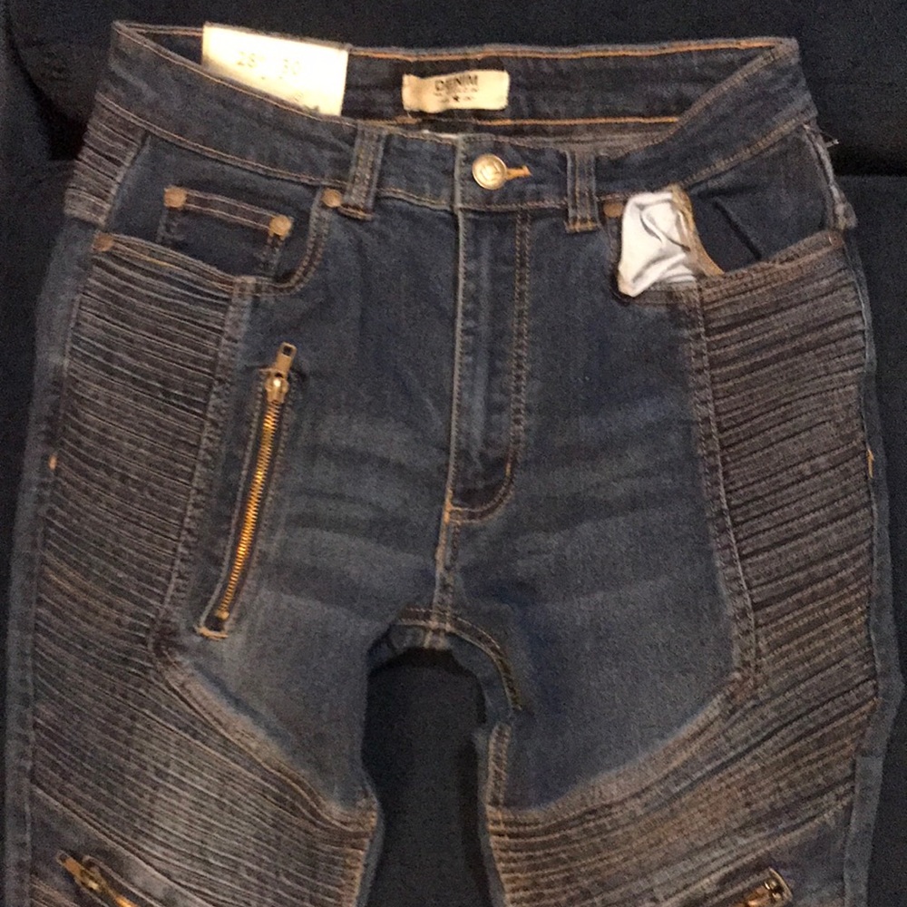 Denim gold pants
